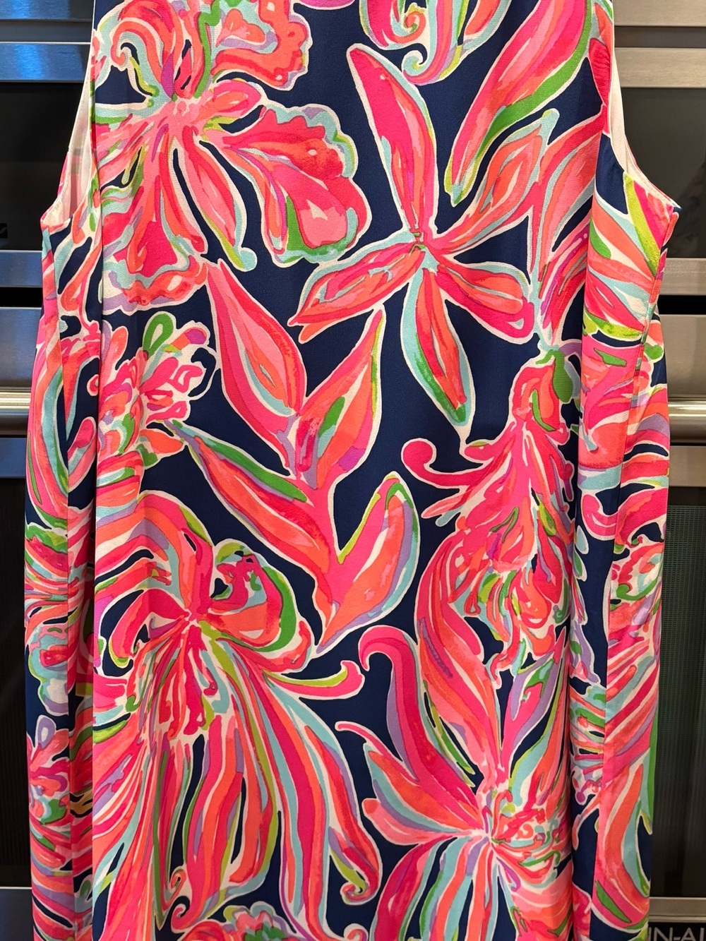Colorful Floral Navy and Pink Women’s Dress.